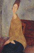 Amedeo Modigliani Jeanne Hebuterne with Yellow Sweater (mk39) France oil painting artist
